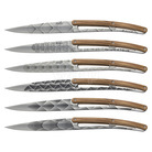 Deejo 2AB012 6 steak knives Art Déco , mirror finish, olive wood handle