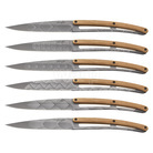 Deejo 2FB012 6 steak knives Art Déco , titan finish, olive wood handle