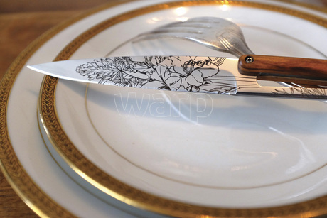 Deejo 2AB010 6 steak knives Blossom , mirror finish, olive wood handle 3