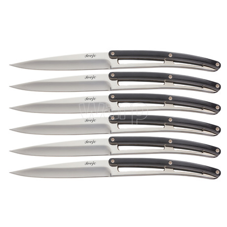 Deejo 2AS002 set of 6 steak knives , mirror finish, paperstone handle