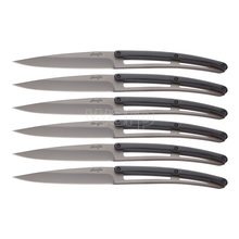 Deejo 2FS002 set of 6 steak knives , titan finish, paperstone handle